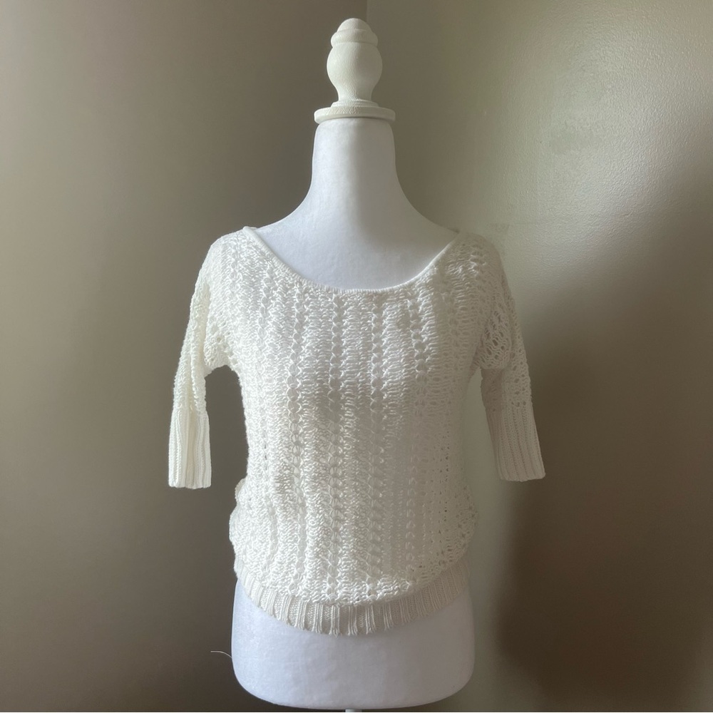 Women’s White Knit Sweater, Size Medium